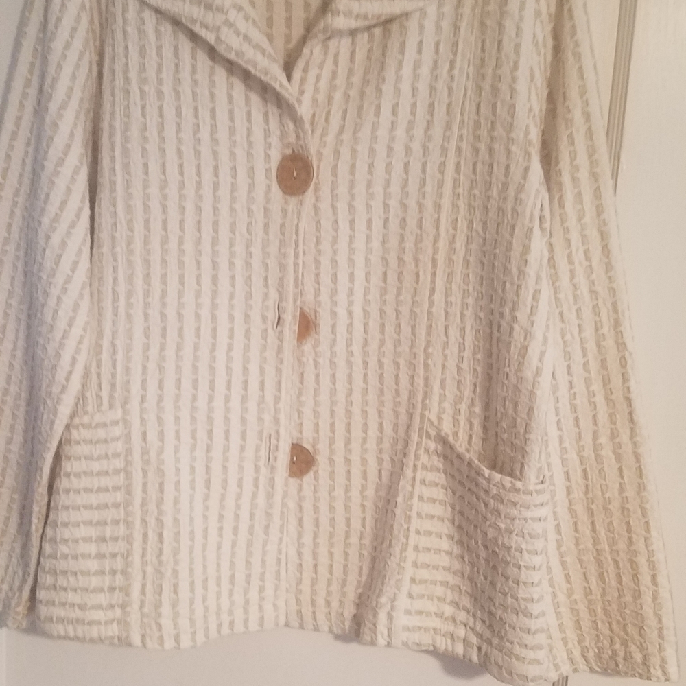 Gently Worn Khaki and White Women's Blazer